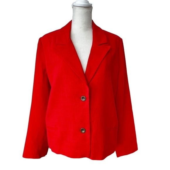 NEW Chaser Brand Women's Santanaa Linen-blend Blazer in Flame Red Size Small - Picture 7 of 13
